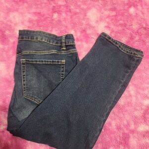 Royalty For Me High Rise Crop Jeans Distressed Blue Wash Womens Plus Size 14W
